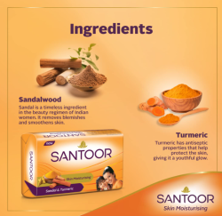 Santoor Sandal & Turmeric Soap: 4x125 Gms