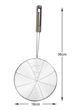 Stainless Steel Deep Fry Jhara Skimmer Puri Strainer With Handle