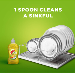 Vim Dishwash Liquid Gel Lemon, With Lemon Fragrance, Leaves No Residue, Grease Cleaner For All Utensils